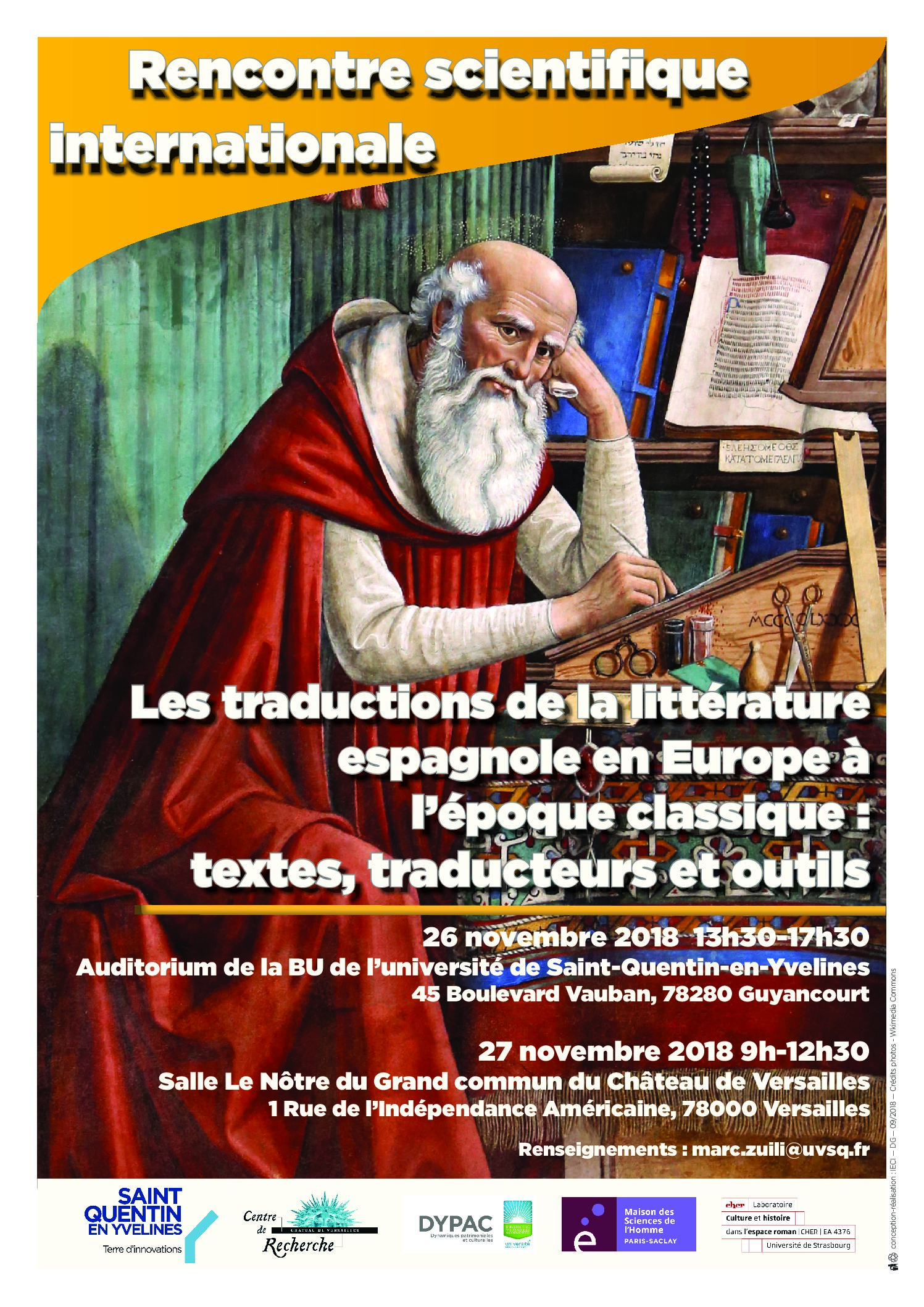 Les traductions de la littérature espagnole en Europe à l'époque classique : textes, traducteurs et outils - 26-27/11/2018