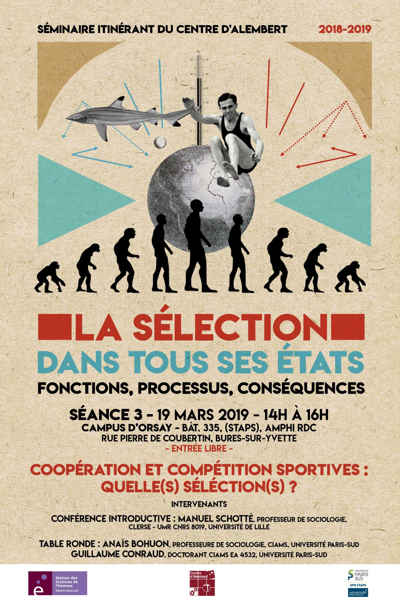 Séminaire du Centre d'Alembert : "Coopération et compétition sportives : quelle(s) sélection(s) ?" - 19/03/2019